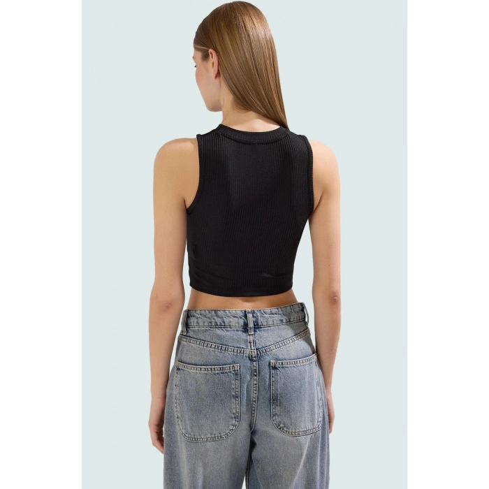 Kadın Animal Desenli Halter Yaka Crop Bluz Örme Polyester Yazlık Rahat Kullanım Özel Tasarım