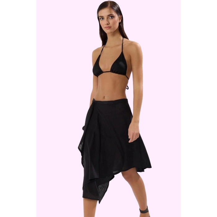 Kadın Asimetrik Flamlı Pamuk Dokuma Etek Beachwear Günlük Kullanım Yaz Aylarının Vazgeçilmezi