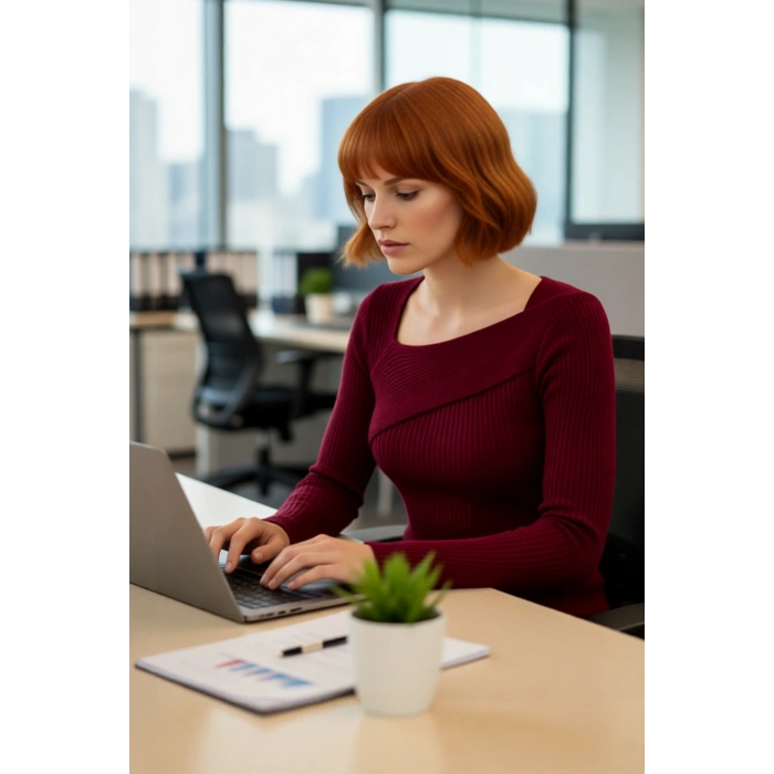 Kadın Asimetrik Yaka Fitilli Triko Kazak Fitted Kalıp Uzun Kollu Basic Şık Günlük Kombinler İçin