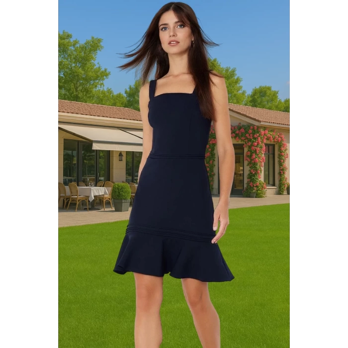 Kadın Askılı Mini Elbise A Kesim Nervür Detaylı Yazlık Dokuma Modern Stil Günlük Kullanım İçin