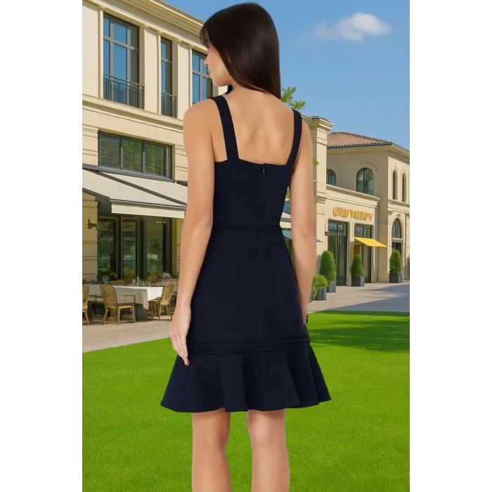 Kadın Askılı Mini Elbise A Kesim Nervür Detaylı Yazlık Dokuma Modern Stil Günlük Kullanım İçin