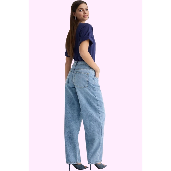 Kadın Baggy Jean Normal Bel Uzun Boy Pamuklu Günlük Kullanım Hafta Sonu Yaz Aylarının Vazgeçilmezi