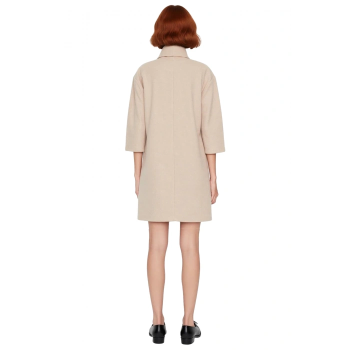 Kadın Balıkçı Yaka Shift Kalıp Düşük Kol Truvakar Boy Mini Örme Elbise Kış Günlük Kombinler İçin Şık