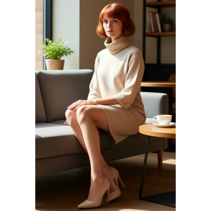 Kadın Balıkçı Yaka Shift Kalıp Düşük Kol Truvakar Boy Mini Örme Elbise Kış Günlük Kombinler İçin Şık