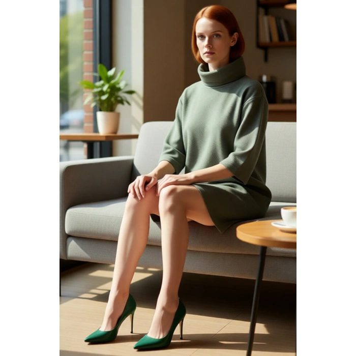 Kadın Balıkçı Yaka Shift Kalıp Düşük Kol Truvakar Boy Mini Örme Elbise Kış Günlük Kombinler İçin Şık