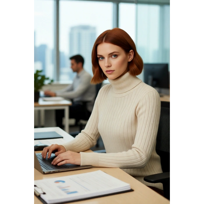 Kadın Balıkçı Yaka Triko Kazak Fitted Kesim Uzun Kollu Kış Günleri İçin Zarif ve Sıcak Kaliteli