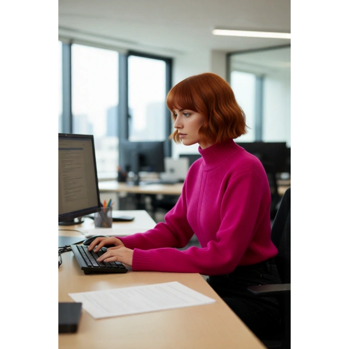 Kadın Basic Akrilik Triko Kazak Regular Kalıp Dik Yaka Crop Boy Balon Kol Soğuk Havalar İçin Rahat