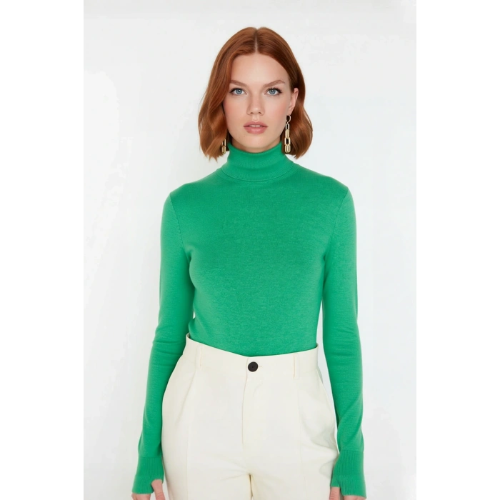 Kadın Basic Balıkçı Yaka Fitted Kesim Triko Kazak Rahat Şık İlkbahar Sonbahar Kombinleri Kaliteli