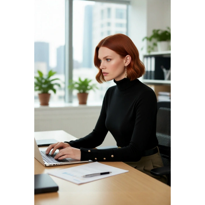 Kadın Basic Balıkçı Yaka Fitted Kesim Triko Kazak Rahat Şık İlkbahar Sonbahar Kombinleri Kaliteli