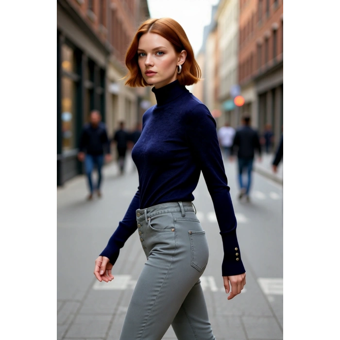 Kadın Basic Balıkçı Yaka Fitted Kesim Triko Kazak Rahat Şık İlkbahar Sonbahar Kombinleri Kaliteli