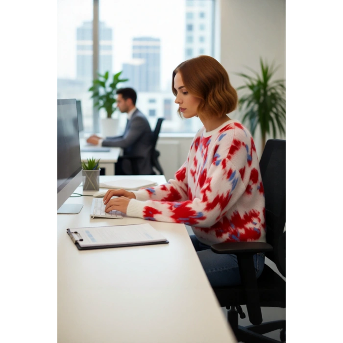 Kadın Basic Bisiklet Yaka Oversize Kalıp Batik Desenli Triko Kazak Kışlık Konfor Sunar Kaliteli