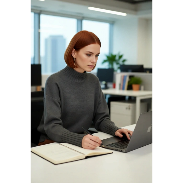 Kadın Basic Düz Desen Oversize Kesim Dik Yaka Triko Kazak Reglan Kol Kış Aylarının Konforlu Şıklığı