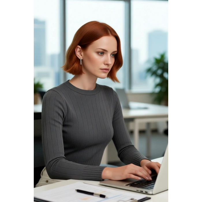 Kadın Basic Fitted Bisiklet Yaka Uzun Kollu Triko Kazak İlkbahar Sonbahar Günlük Stilin Anahtarı