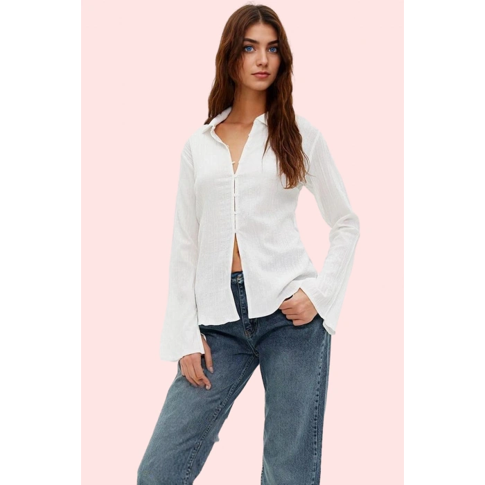 Kadın Basic Fitted Gömlek Renk Casual Günlük Kombinler Hafta Sonu Yaz Aylarının Vazgeçilmezi