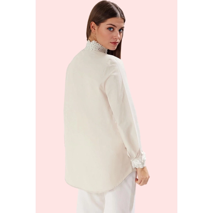Kadın Basic Gömlek Pamuk Polyester Renk Dantel Detaylı Günlük Kullanım Yaz Aylarının Vazgeçilmezi