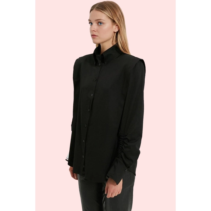 Kadın Basic Gömlek Uzun Kollu Yaka Düğmeli Dokuma Poplin Günlük Stil Yaz Aylarının Vazgeçilmezi