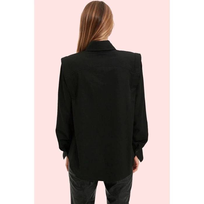 Kadın Basic Gömlek Uzun Kollu Yaka Düğmeli Dokuma Poplin Günlük Stil Yaz Aylarının Vazgeçilmezi
