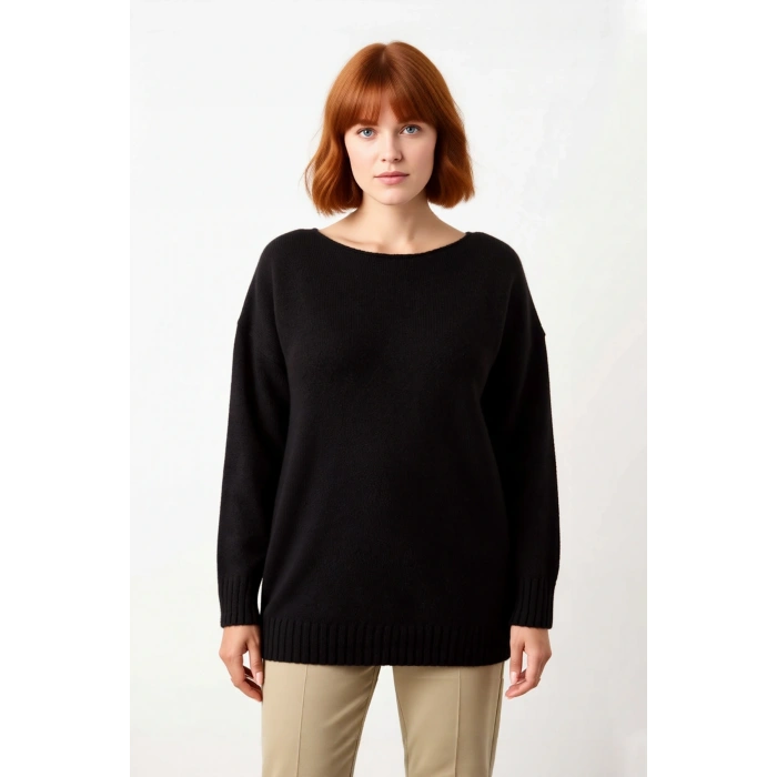 Kadın Basic Kayık Yaka Triko Kazak Günlük Kombinlerin Vazgeçilmezi Rahat Şık Seçim Kaliteli