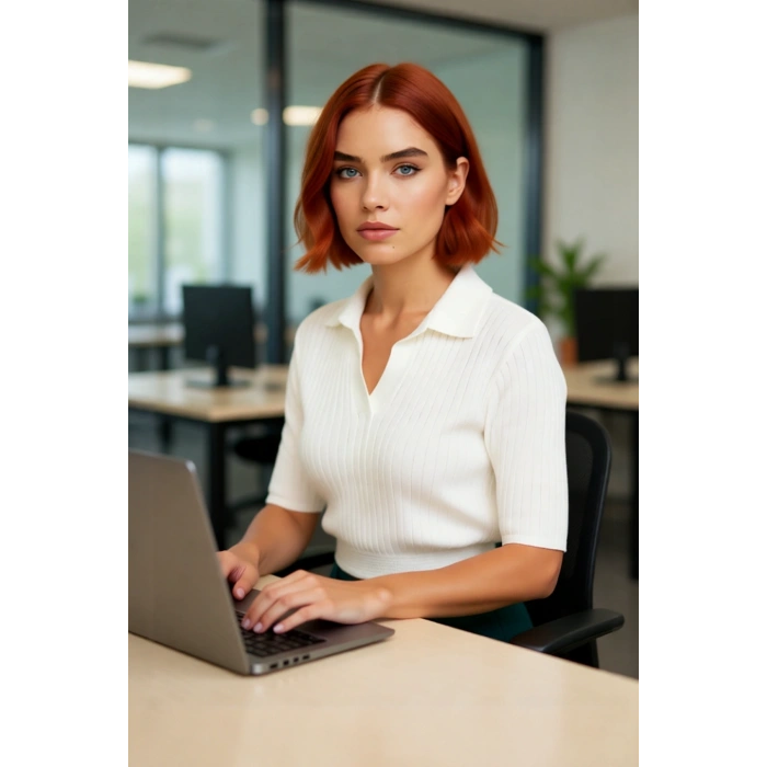 Kadın Basic Koleksiyon Akrilik Materyal Düz Desen Polo Yaka Kısa Kol Rahat Crop Bluz Günlük