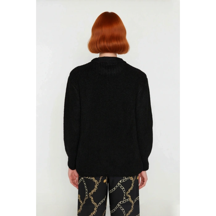 Kadın Basic Oversize Bisiklet Yaka Uzun Kol Triko Kazak Günlük Konforlu Şık Kışlık Giyim Kaliteli