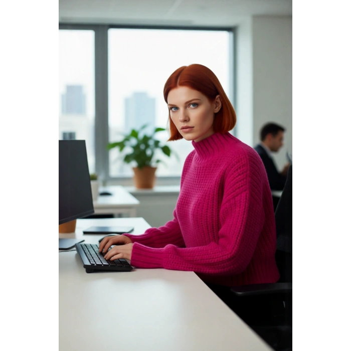 Kadın Basic Oversize Crop Dik Yaka Soğuk Havalar İçin Uzun Kol Kalın Triko Kazak Kaliteli Şık