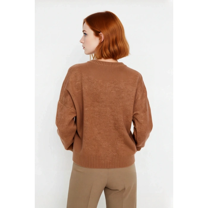 Kadın Basic Oversize Dik Yaka Triko Kazak Düşük Kol Uzun Boy Kışlık Günlük Şıklık Sunar Kaliteli