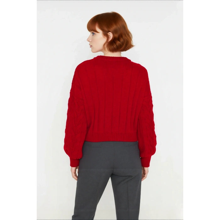 Kadın Basic Oversize Saç Örgü Dik Yaka Crop Triko Kazak Soğuk Havalar İçin Modern Stil Kaliteli