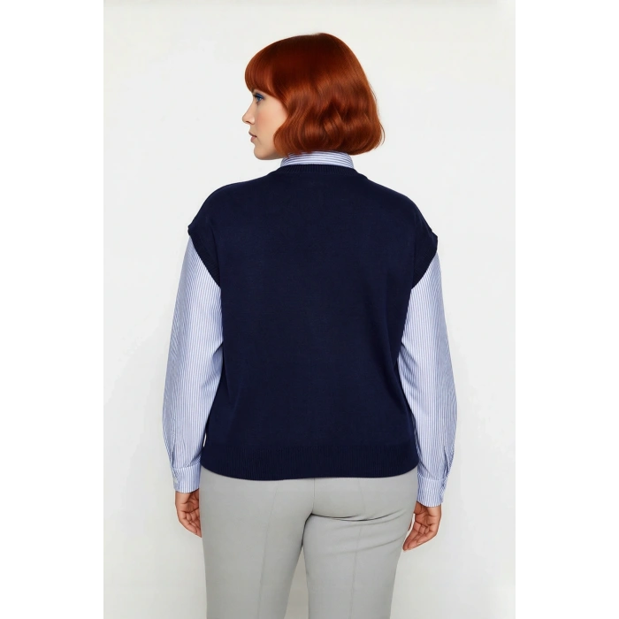 Kadın Basic Rahat Kesim Dik Yaka Triko Süveter Akrilik Materyal Kolsuz Şık Kışlık Giyim Tarzı