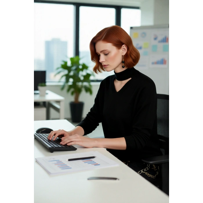 Kadın Basic Regular Kalıp Siyah Choker Yaka Akrilik Triko Kazak Günlük Tarzınızı Tamamlıyor