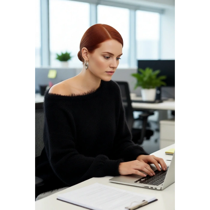 Kadın Basic Regular Kalıp Triko Kazak Dokulu Tüylü Kayık Yaka Kış Sezonu İçin İdeal Kaliteli