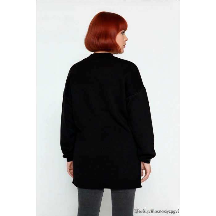 Kadın Basic Relaxed Kalıp Triko Kazak Balıkçı Yaka Düğme Detaylı Uzun Boy Konforlu Kış Kombinleri