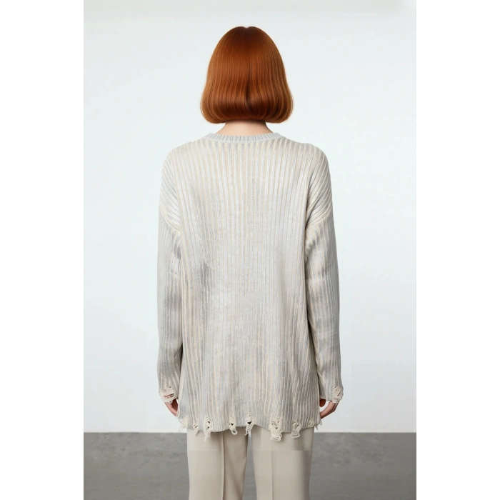 Kadın Basic Ribana Dokuma Bisiklet Yaka Düşük Kol Akrilik Triko Kazak Sonbahar Kış Şıklığı