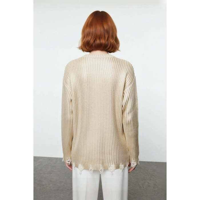 Kadın Basic Ribana Dokuma Bisiklet Yaka Düşük Kol Akrilik Triko Kazak Sonbahar Kış Şıklığı