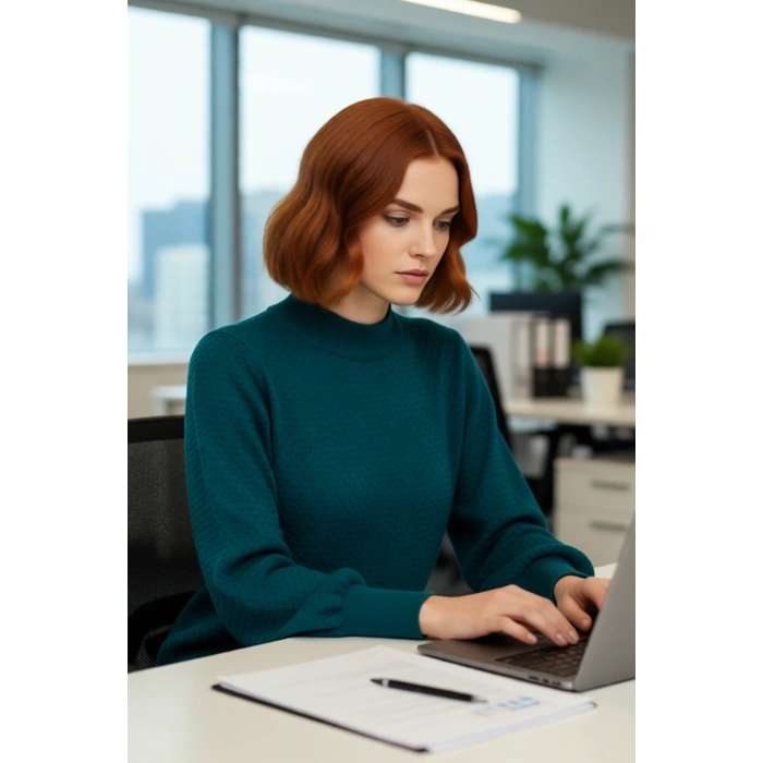 Kadın Basic Siluet Dik Yaka Uzun Kol Akrilik Dokulu Regular Kalıp Triko Kazak Kış Sezonu Şıklığı