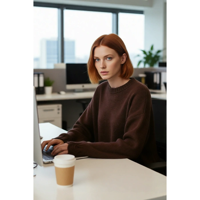 Kadın Basic Siluet Oversize Triko Kazak Crop Düşük Kol Akıtma Detaylı Soğuk Havalar İçin İdeal