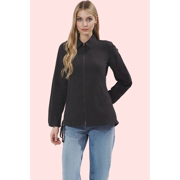 Kadın Basic Siluet Terrycotton Dokuma Gömlek Uzun Kollu Yaka Düz Desen Rahat Günlük Hafta Sonu