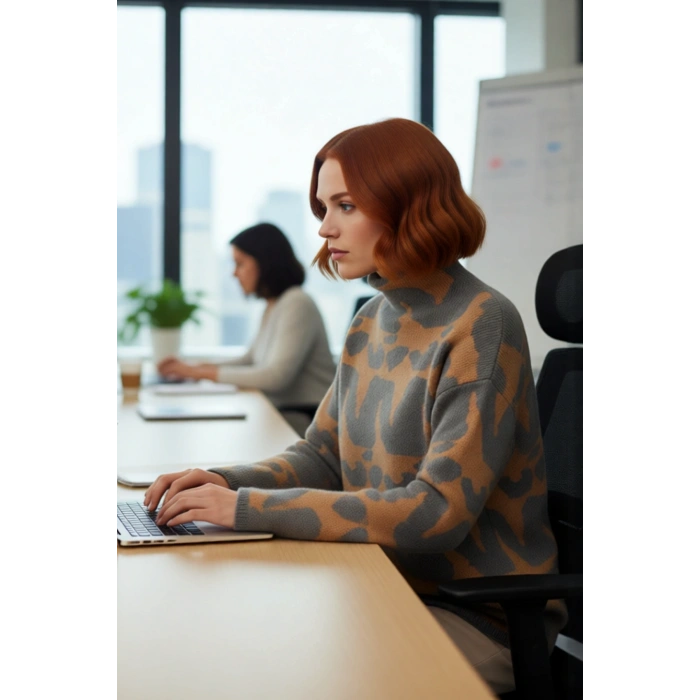 Kadın Basic Siluet Uzun Kol Dik Yaka Triko Kazak Konforlu Akrilik Dokusuyla Soğuklara Meydan Okuyun