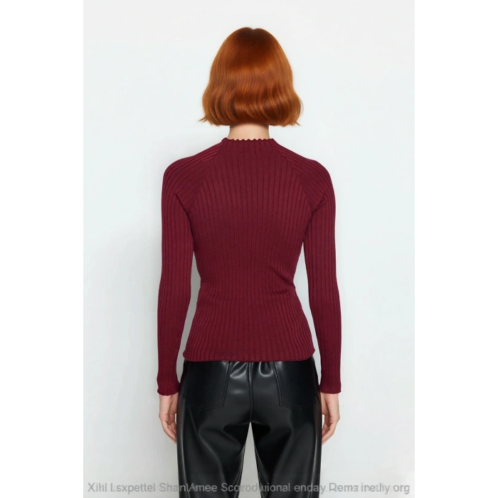 Kadın Basic Siluet Uzun Kol Triko Kazak Modern Dik Yaka Aksesuar Detaylı Gündüz Gece Kaliteli