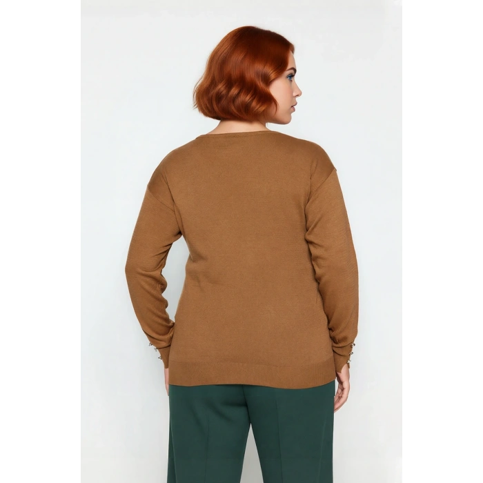 Kadın Basic Siluet Uzun Kollu V Yaka Triko Kazak Gündelik Kullanıma Uygun Akrilik Materyal