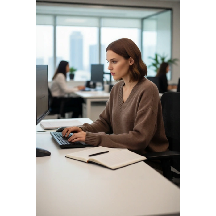 Kadın Basic Triko Kazak Geniş Kalıbı ve V Yaka Detayıyla Kışın Şık Rahat Kombinler Sunar