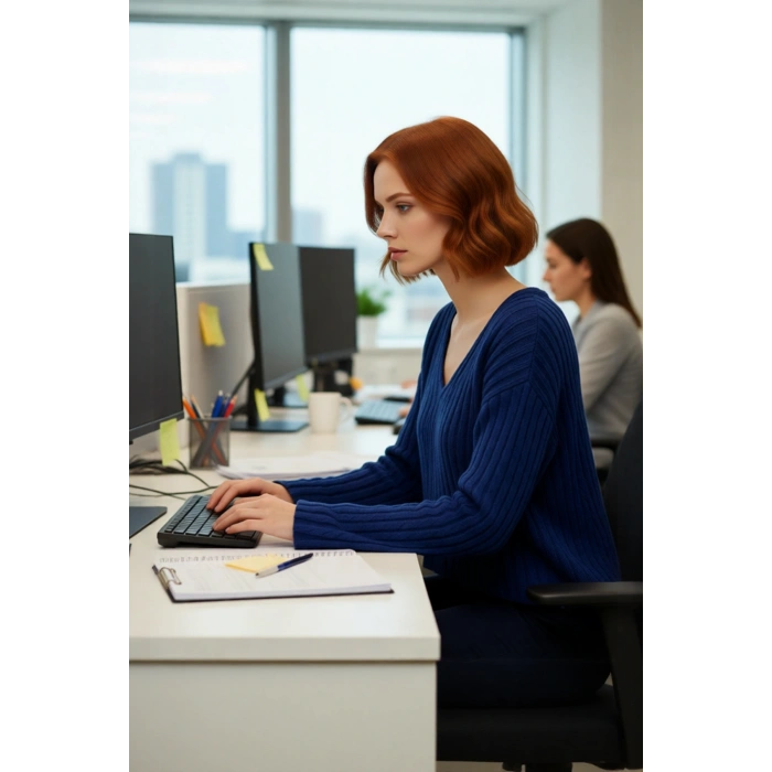 Kadın Basic V Yaka Geniş Kalıp Uzun Kollu Yünlü Triko Kazak Fitilli Dokusuyla Gün Boyu Konfor Sunar