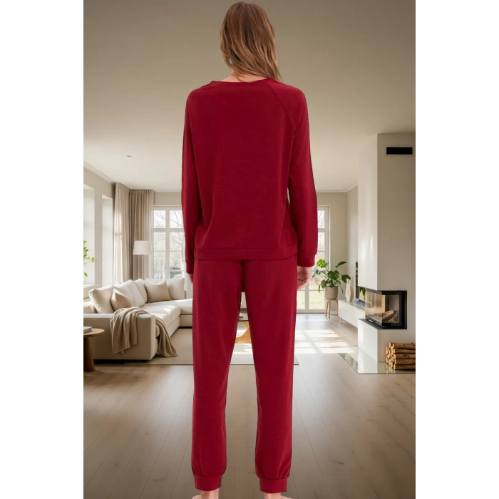 Kadın Baskılı Reglan Kol Uzun Paça Pijama Takımı Zarif Tasarım Şık Görünüm