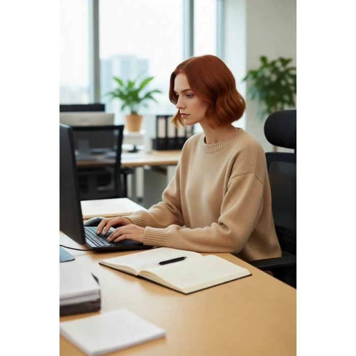 Kadın Bej Oversize Kesim Triko Bisiklet Yaka Kazak Uzun Kollu Modern Günlük Şıklık İçin İdeal