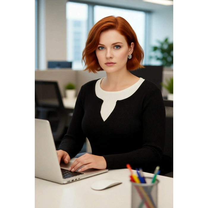 Kadın Bej Triko Kazak Fitted Kesim Polyester Fitilli Çift Katman Görünümlü Günlük Şık İnce Yapı