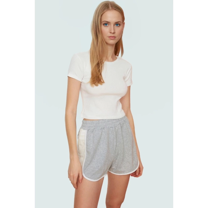 Kadın Bisiklet Yaka Crop Bluz Örme Kumaş Rahat Yazlık Özenle Seçilmiş Modern Stil Seçkin Malzeme