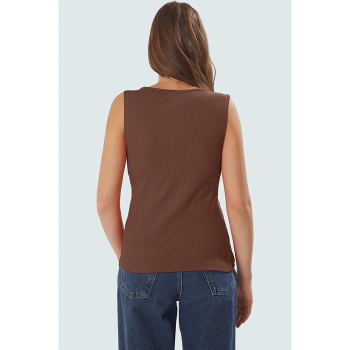 Kadın Bisiklet Yaka Fitted Örme Bluz Günlük Stil Rahat Ve Şık Özel Tasarım