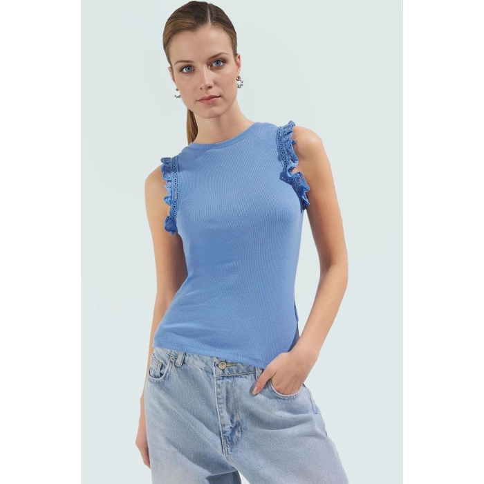 Kadın Bisiklet Yaka Fitted Örme Bluz Regular Boy Günlük Kullanım İçin Seçkin Malzeme