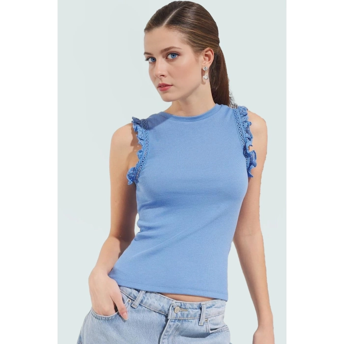 Kadın Bisiklet Yaka Fitted Örme Bluz Regular Boy Günlük Kullanım İçin Seçkin Malzeme