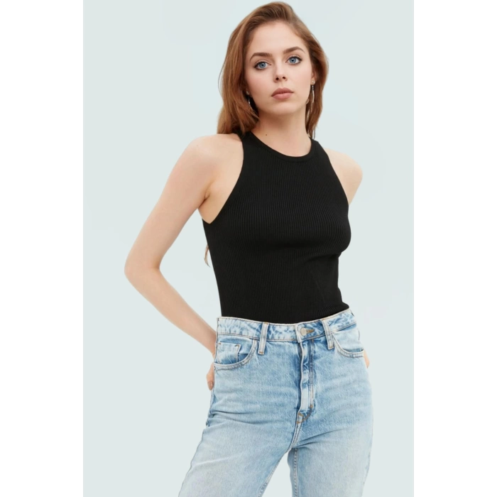 Kadın Bisiklet Yaka Fitted Viskoz Bluz Rahat Yazlık Günlük Modern Stil Özel Tasarım