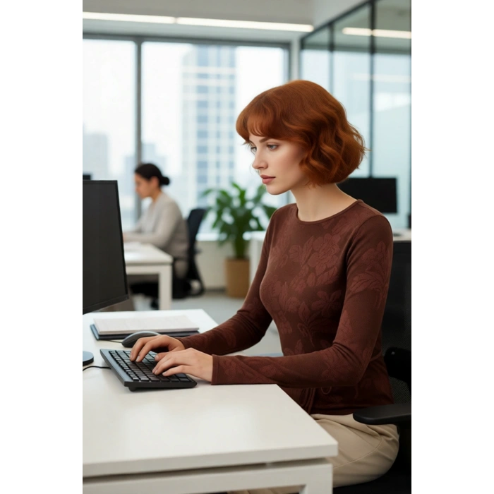 Kadın Bisiklet Yaka İnce Triko Kazak Fitted Kalıp Çiçek Deseni İle Konforlu Şık Görünüm Sunar